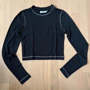 Weekday Charcoal Long Sleeve Crop Top